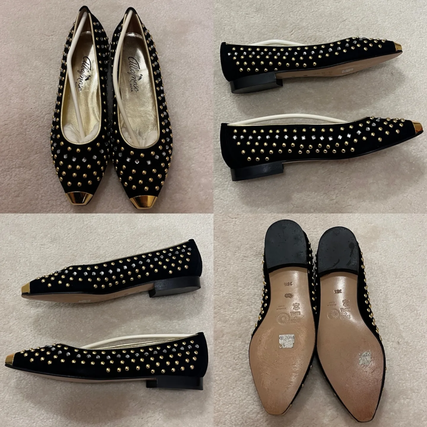 Albanese Rona black studded flats thumbnail