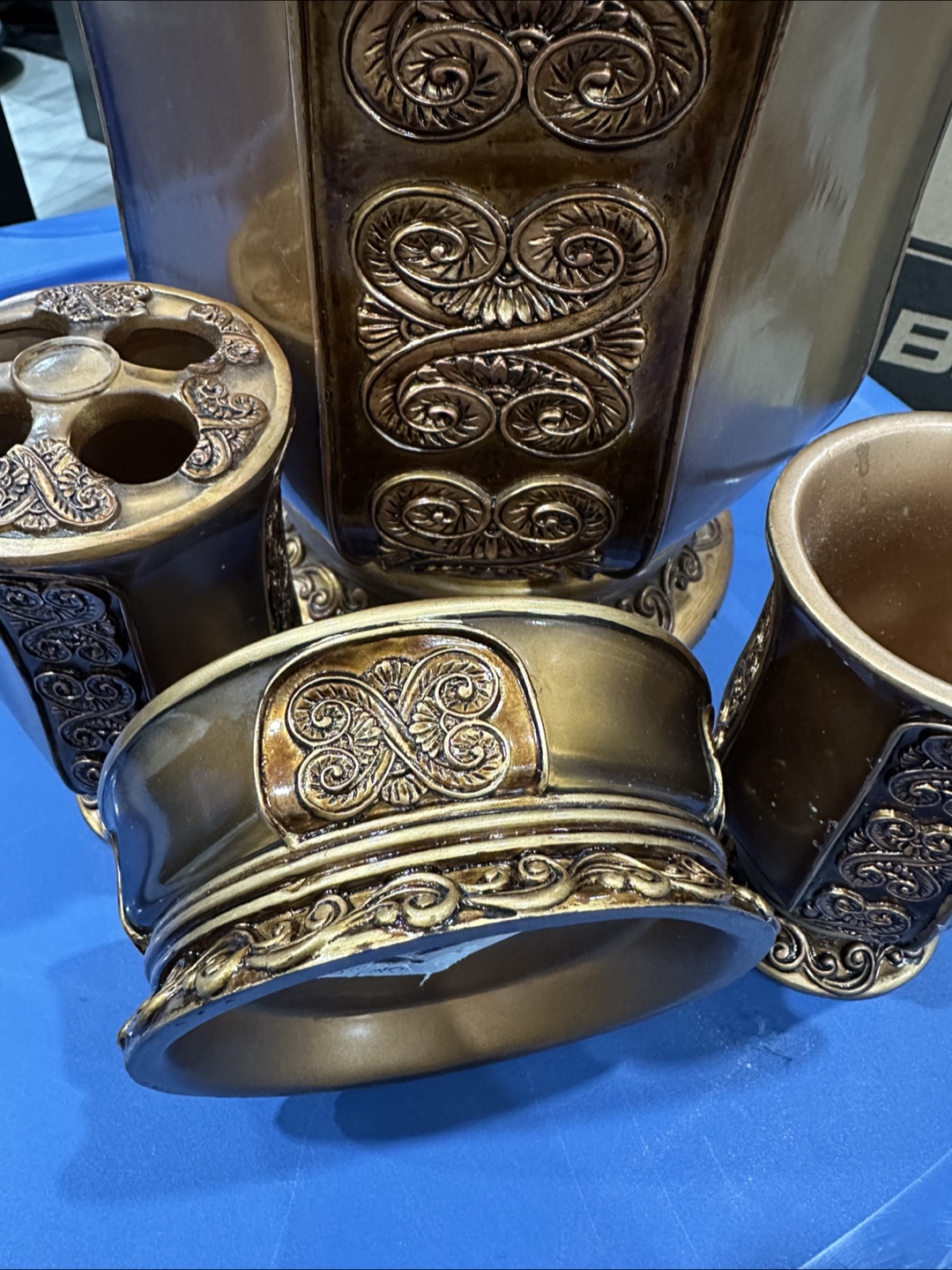 4-Piece Bronze Bathroom Accessory Set
