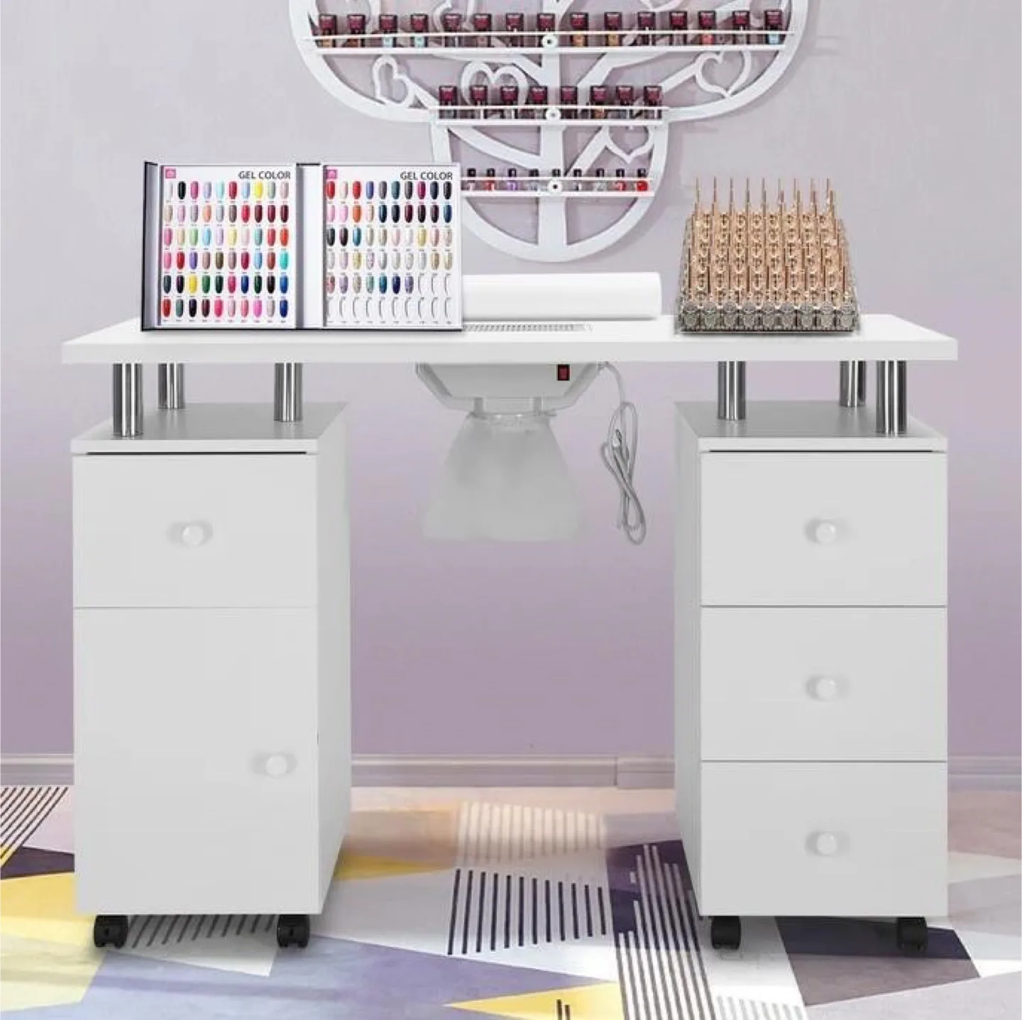Brand New- OmySalon Manicure Table Station - White thumbnail