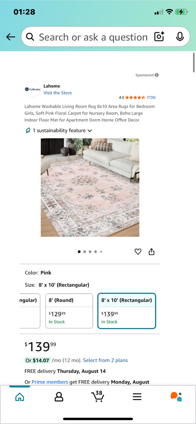 Lahome Washable Living Room Rug 8x10 - photo 5