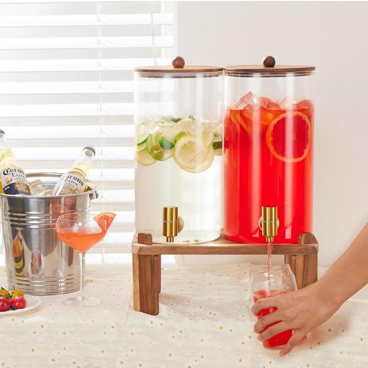 Two 1.5 Gallon Glass Drink Dispenser with Spigot - photo 5