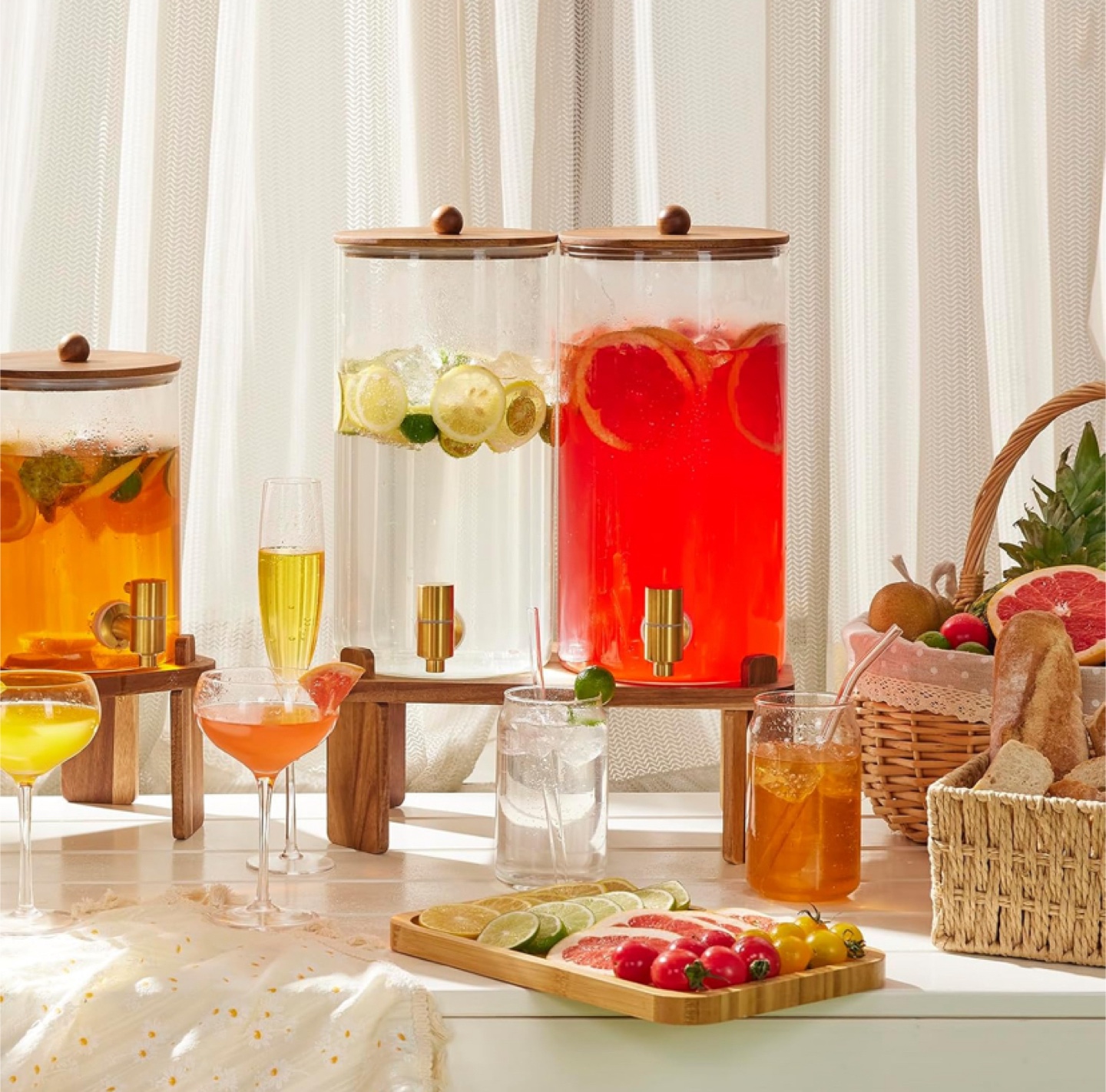 Two 1.5 Gallon Glass Drink Dispenser with Spigot - photo 3