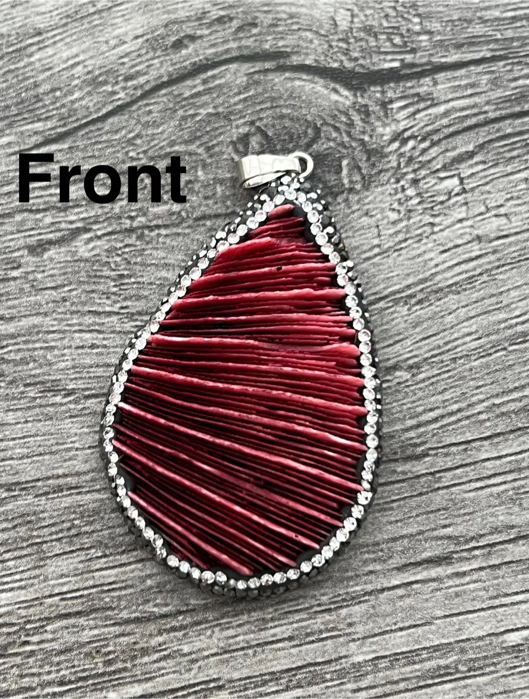 Red Coral & Rhinestone Pendant thumbnail