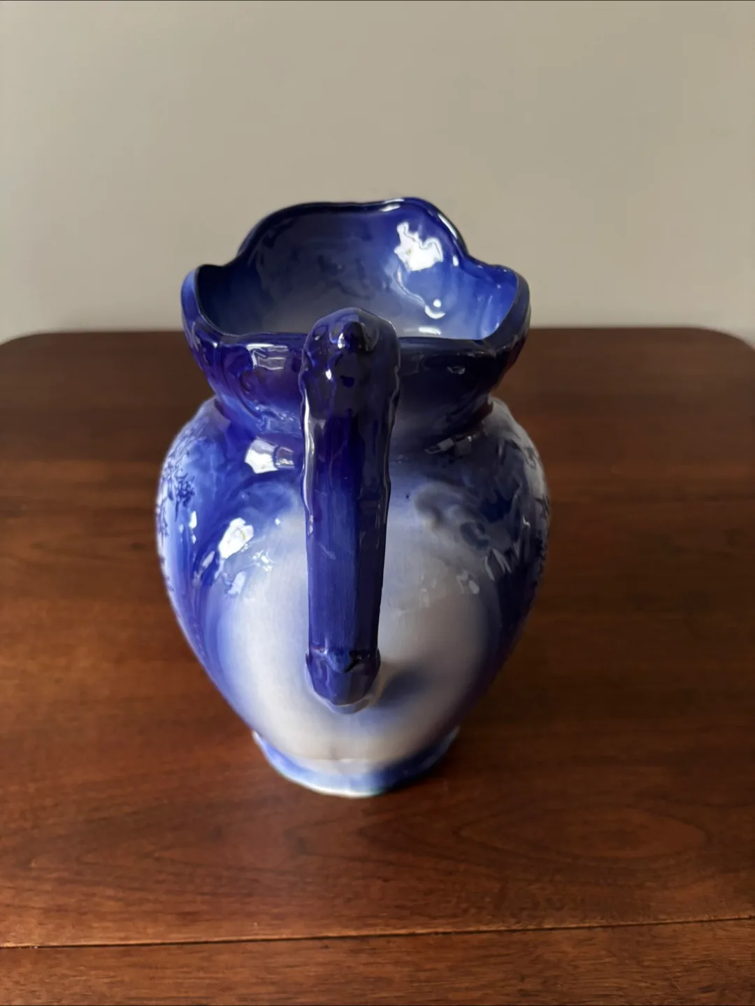 Vintage Blue & White Floral Pitcher made in England image indicator(6)