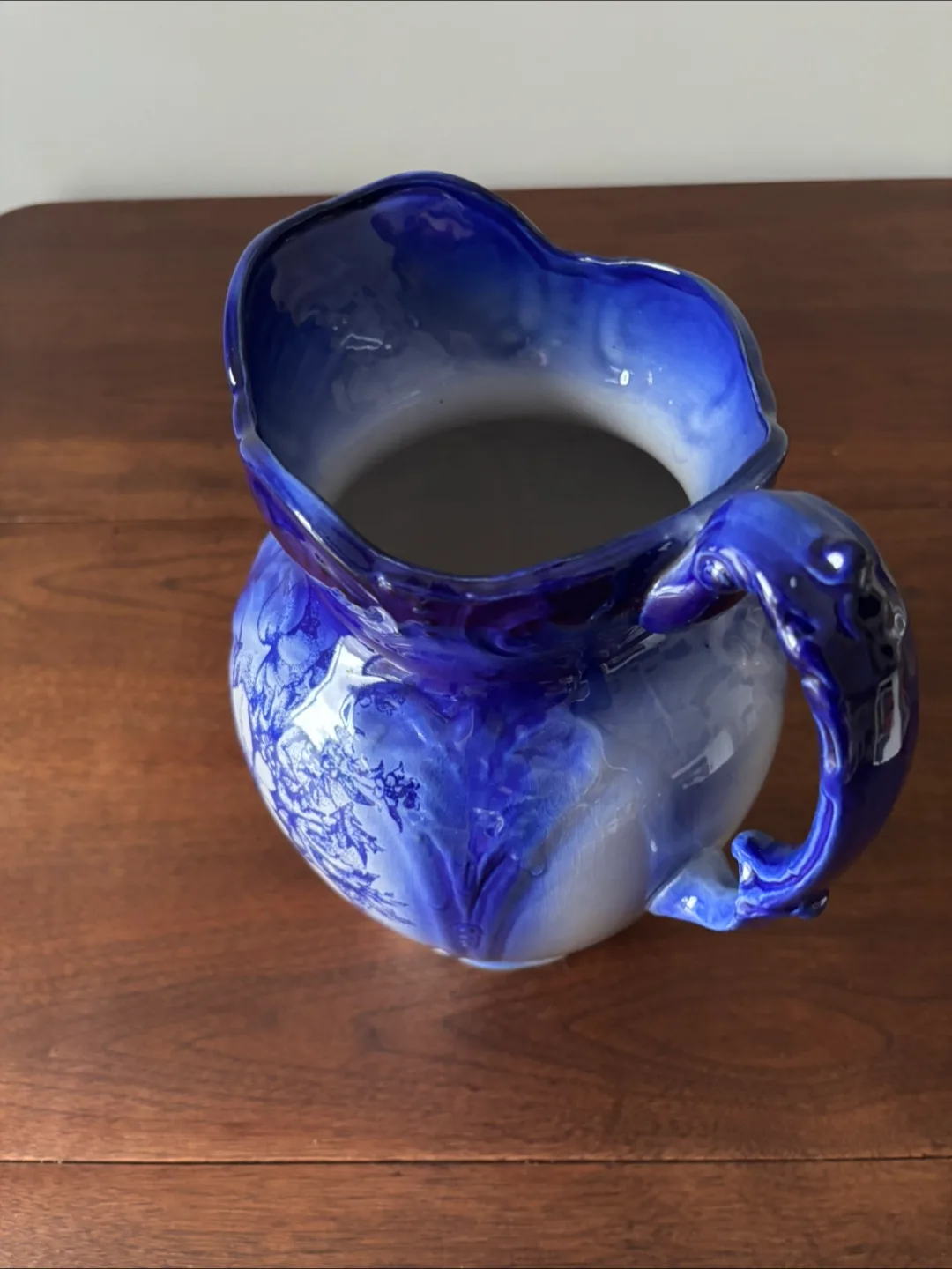 Vintage Blue & White Floral Pitcher made in England image indicator(5)