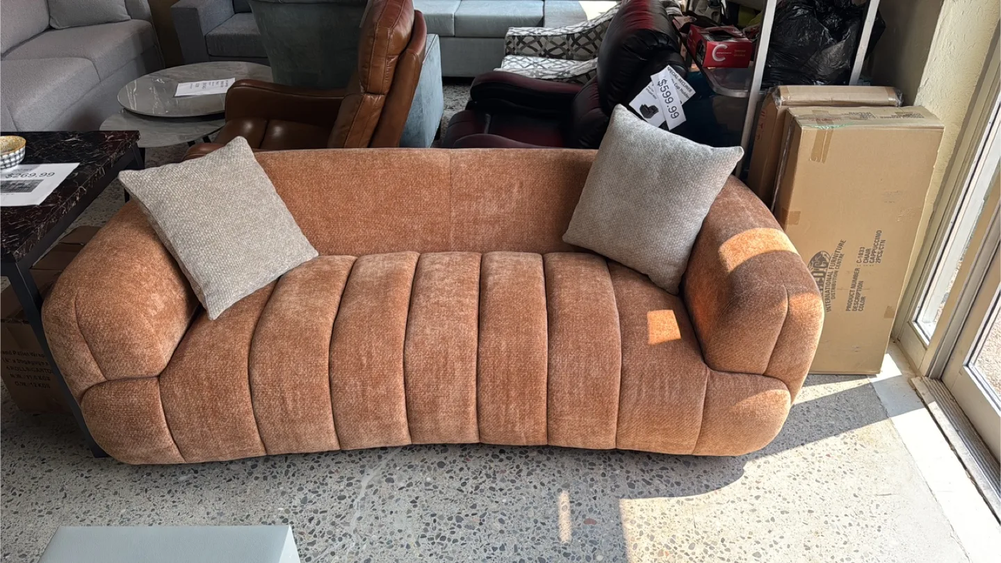 Brown Sofa with Pillows thumbnail
