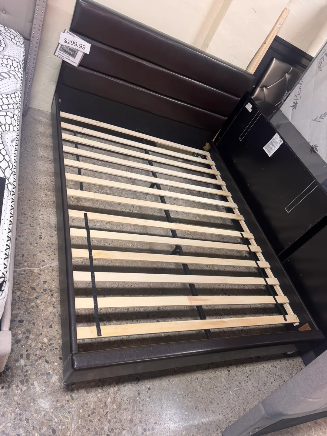 Brown Faux Leather Bed Frame thumbnail