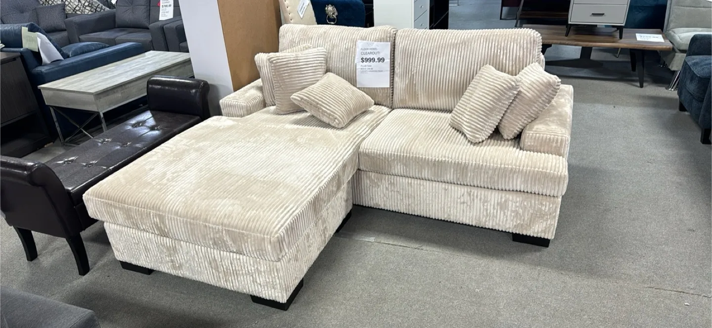 Corduroy Sectional Sofa with Ottoman thumbnail