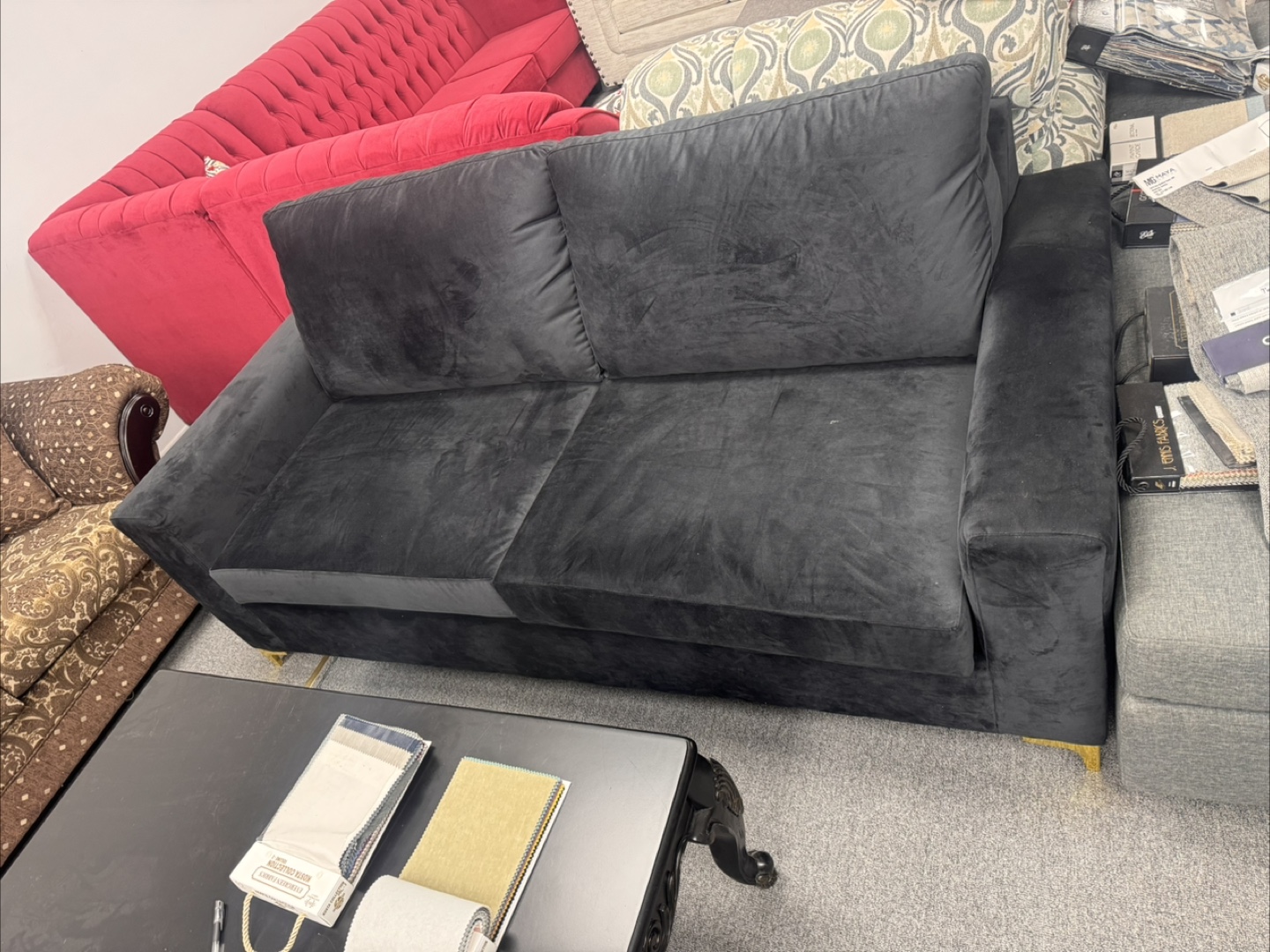 Black Velvet Sofa - photo 2