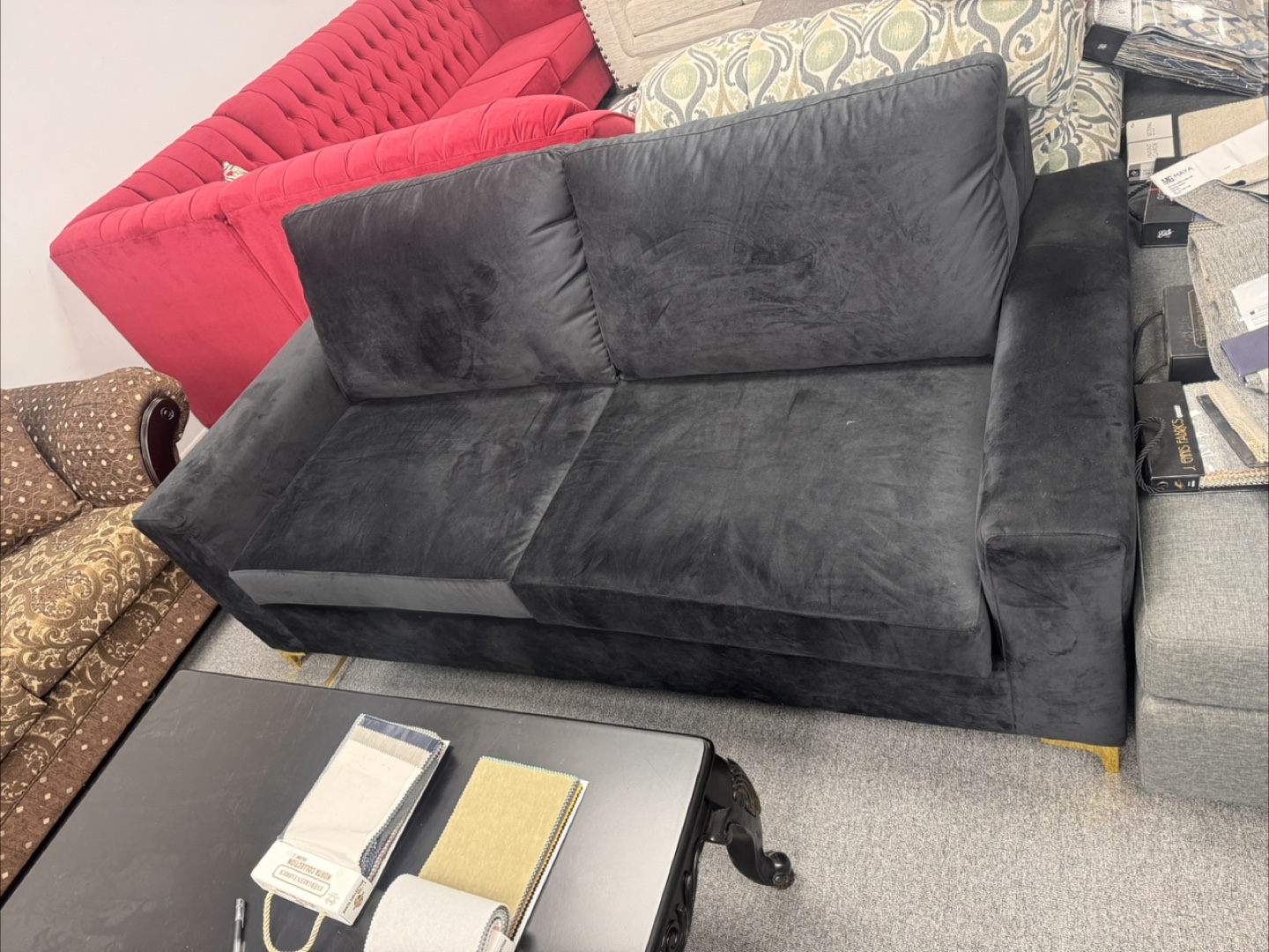 Black Velvet Sofa