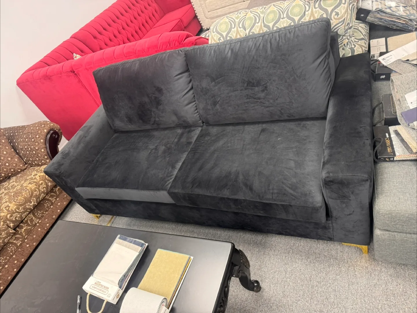 Black Velvet Sofa thumbnail