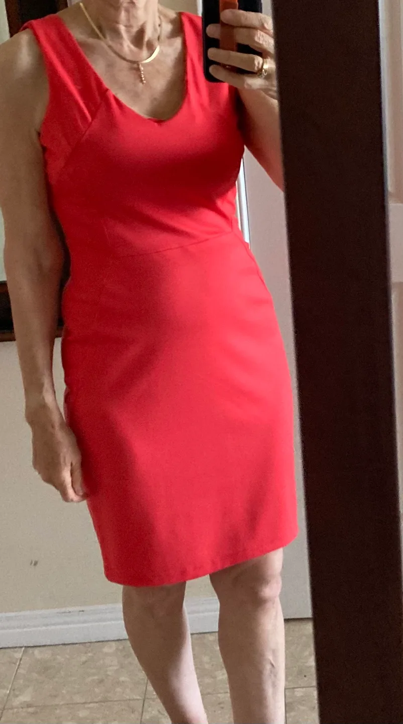 Coral sleeveless summer mini dress image indicator(2)