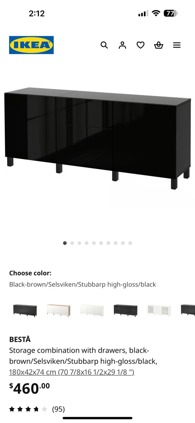 IKEA BESTA Black Tv stand thumbnail