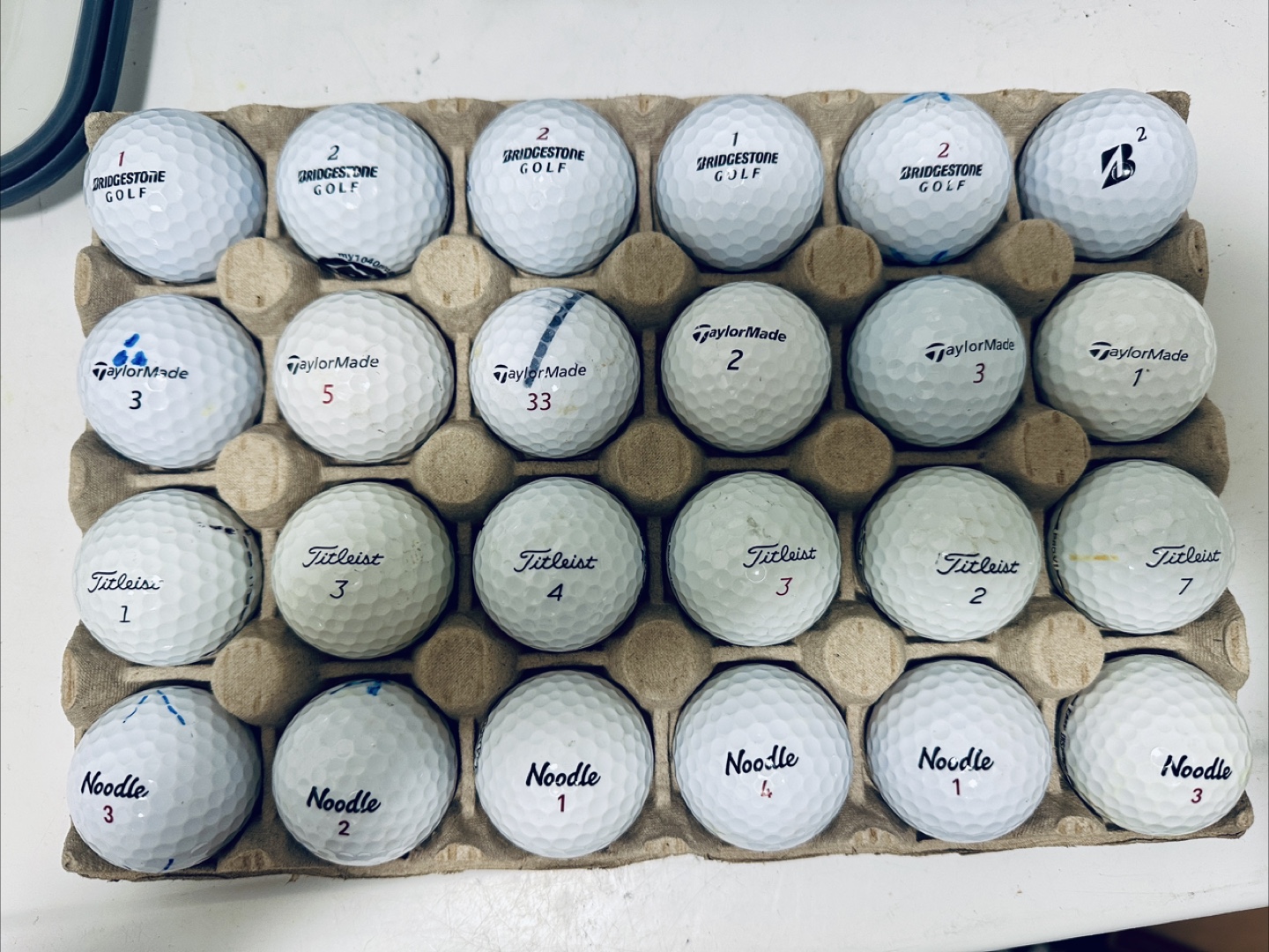 Mixed Golf Balls - Titleist, TaylorMade, Bridgestone