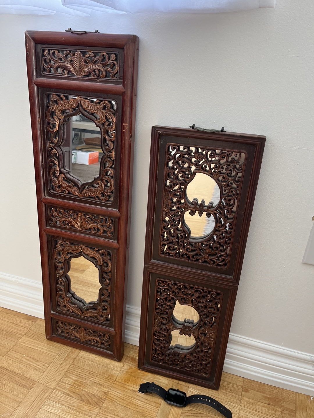 Carved Wood Wall Panels with Mirrors