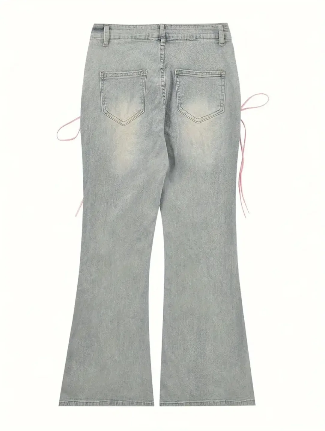 Flare Jeans with Lace-Up Detail, Light Wash image indicator(3)