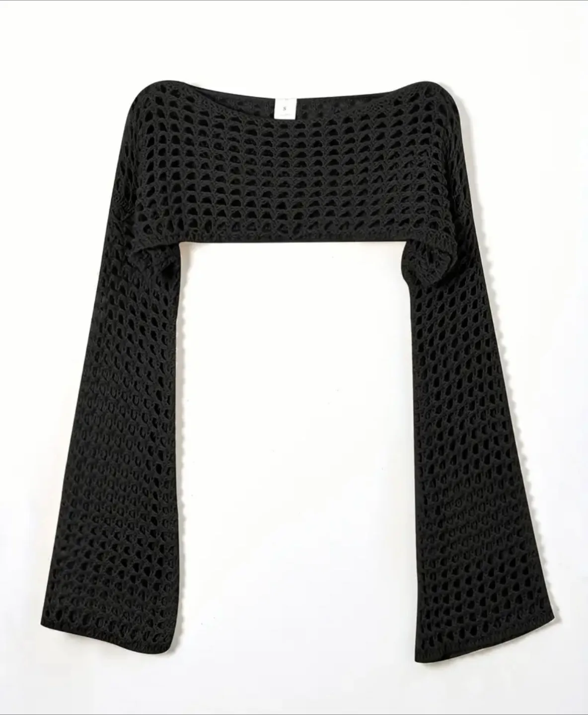 Black Crochet Knit Shrug