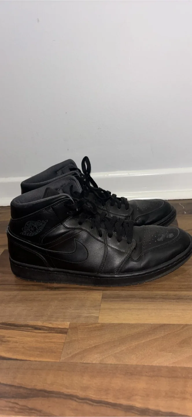 Jordan 1 Mid Black Sneakers - Size 13 thumbnail
