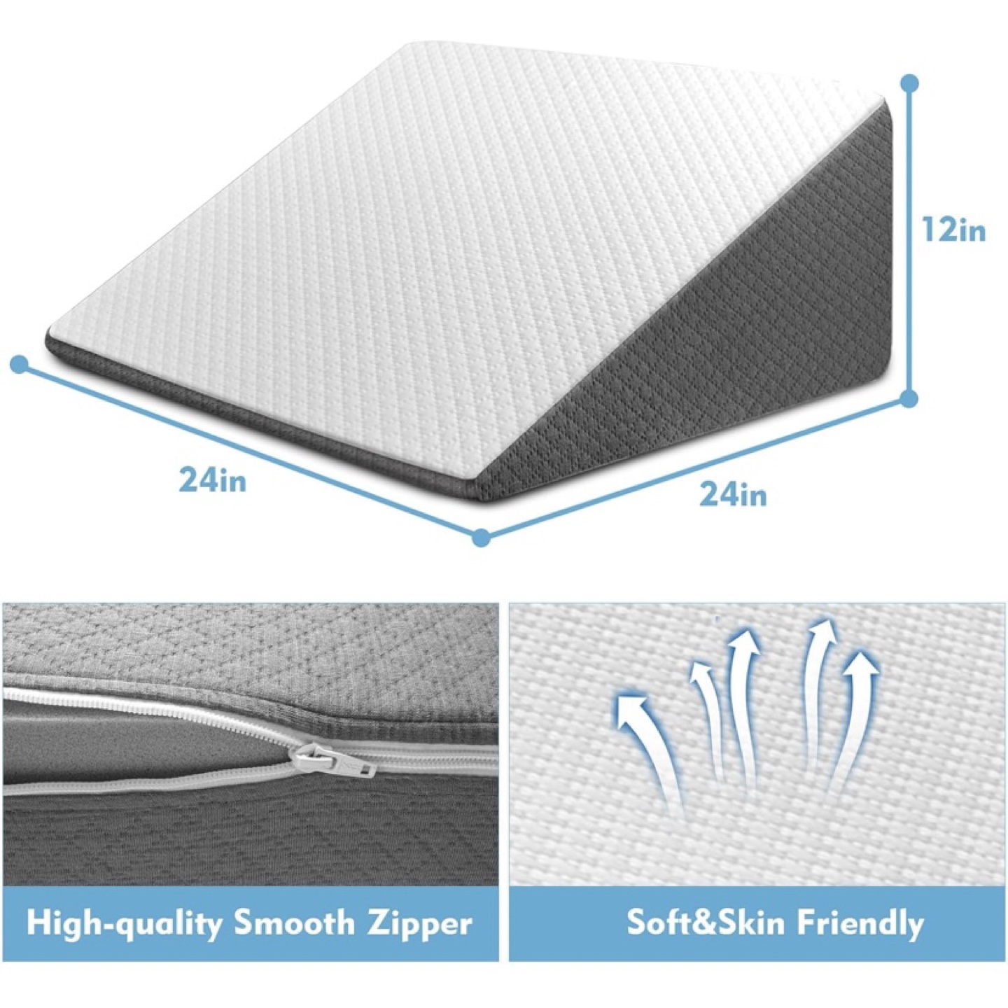 2 Bed Wedge Pillows – Memory Foam for Snoring, Reflux, Recovery - photo 5