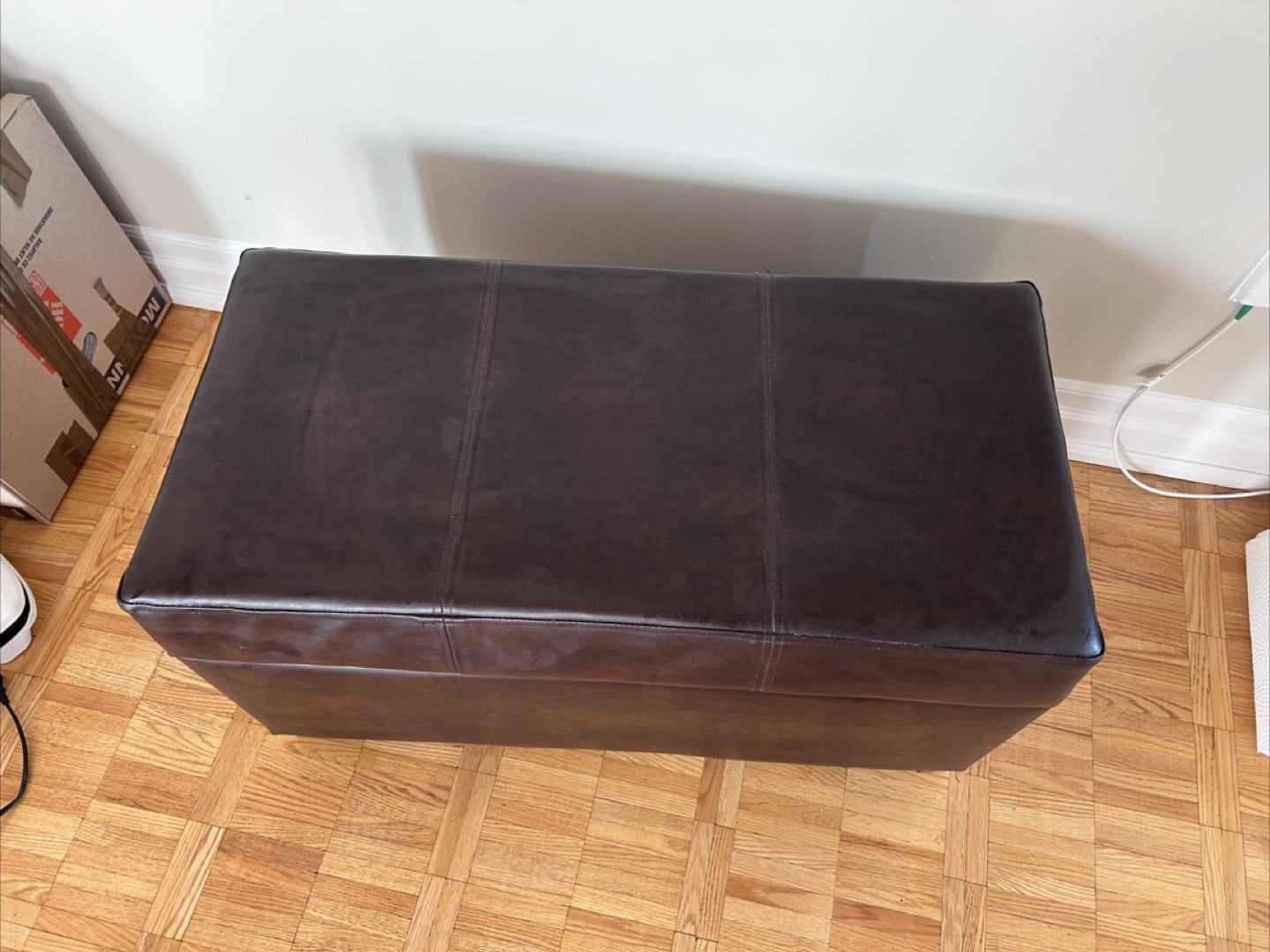 Brown Faux Leather Storage Ottoman - photo 2