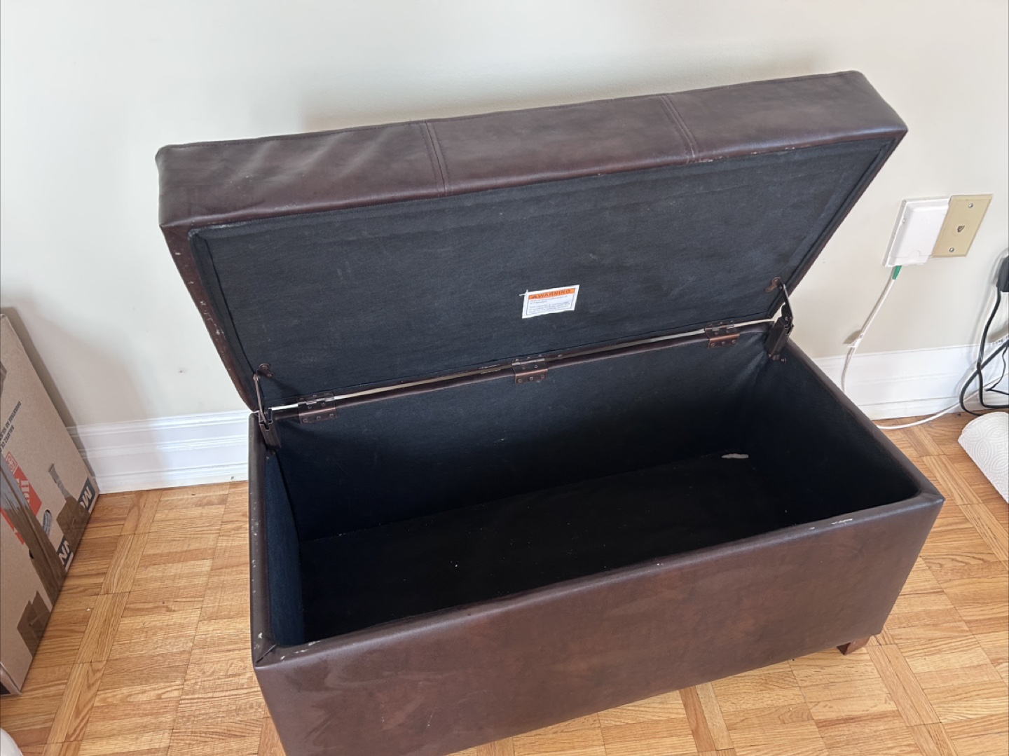 Brown Faux Leather Storage Ottoman - photo 4