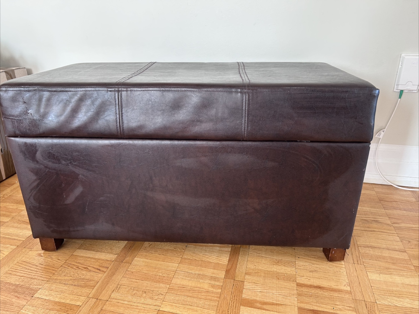 Brown Faux Leather Storage Ottoman