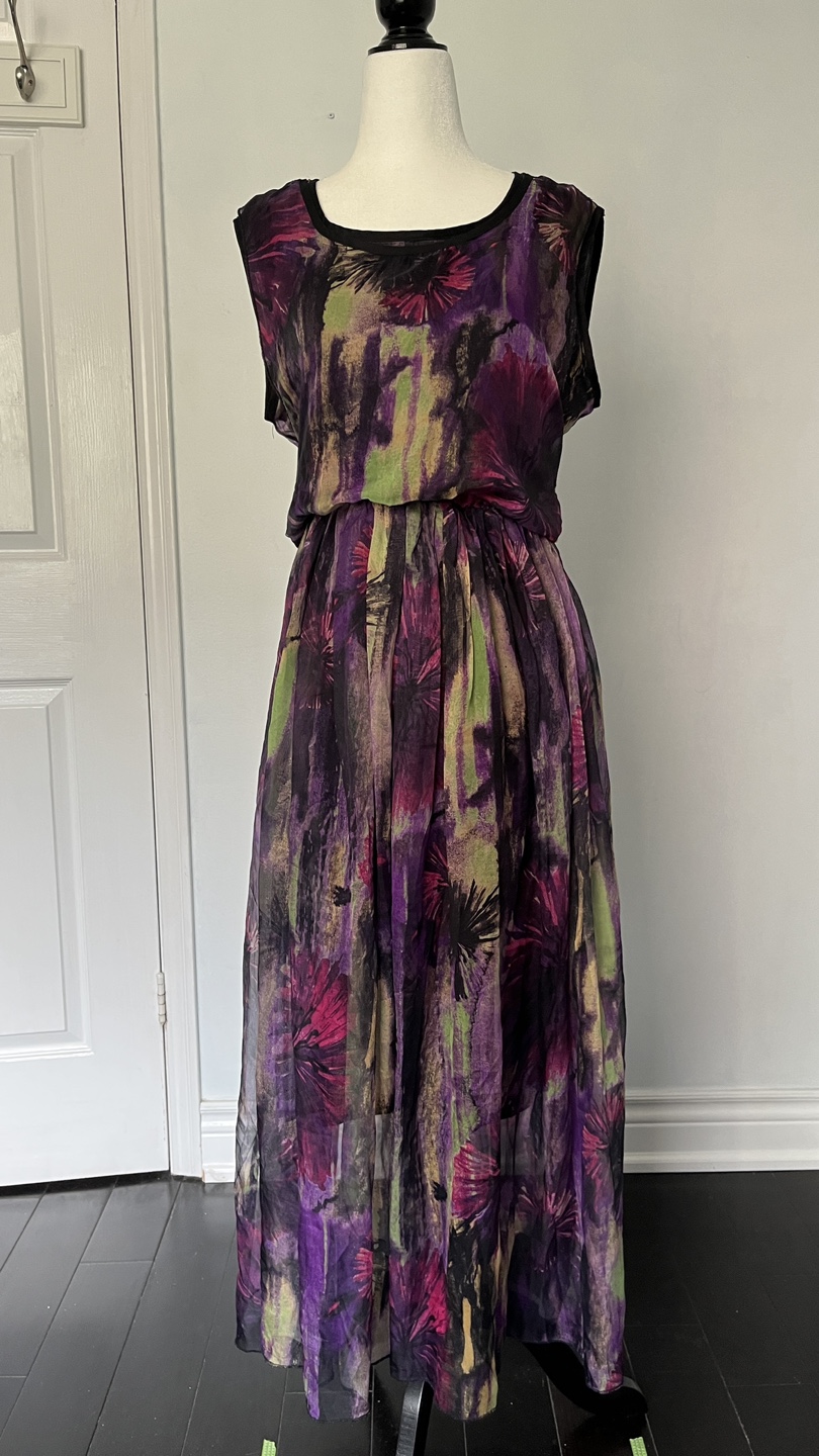 Purple Floral Explosion Chiffon Maxi Dress
