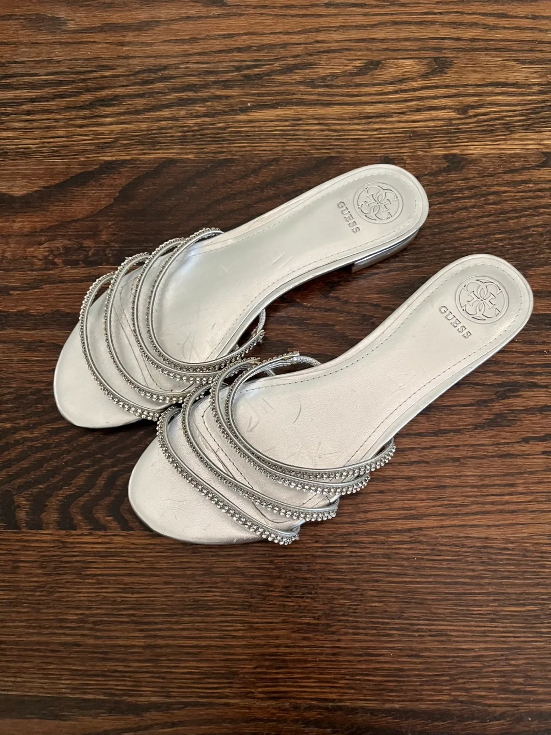 Guess Silver Embellished Sandals 🧡 thumbnail