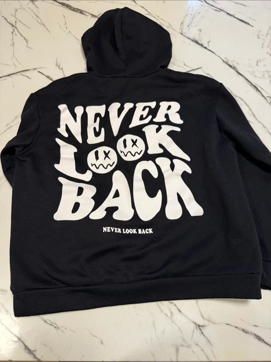 Never Look Back Black Hoodie Size 11-12Y image indicator(2)