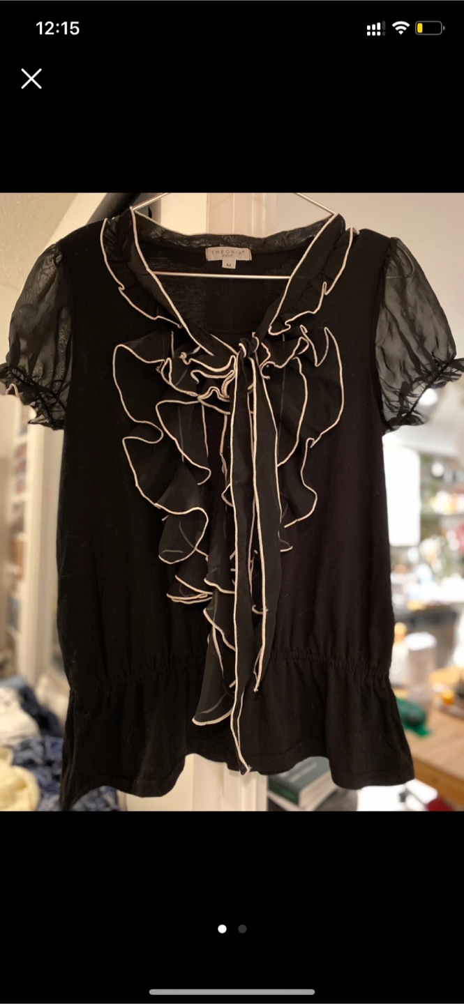 Japanese brand Black Ruffle Blouse