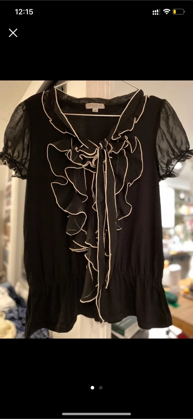 Japanese brand Black Ruffle Blouse thumbnail