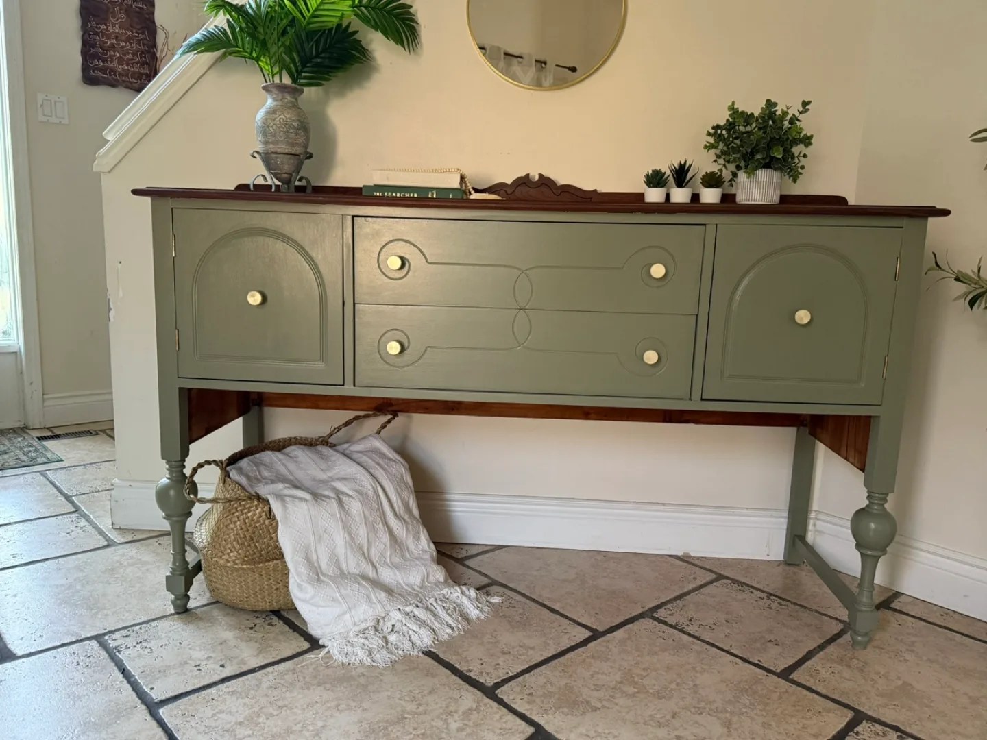 Sage Green Sideboard with Drawers thumbnail
