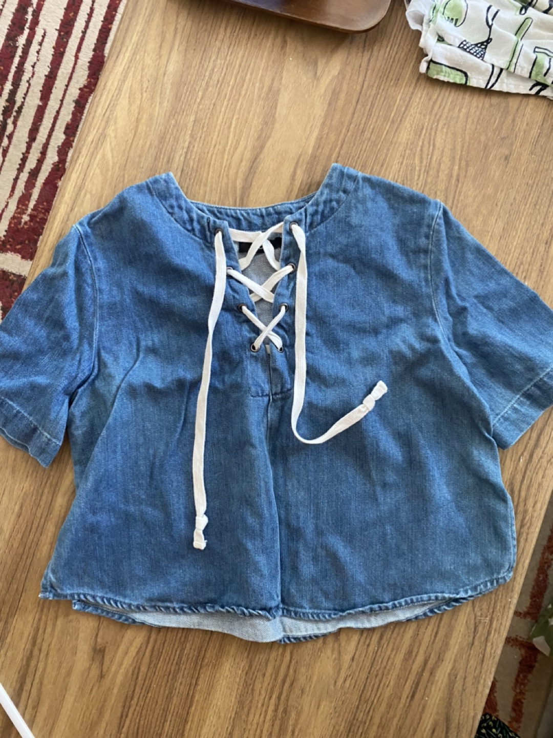 BDG Denim Lace-Up Top - Size XS