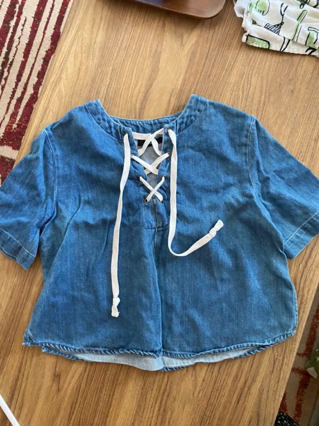 BDG Denim Lace-Up Top - Size XS thumbnail