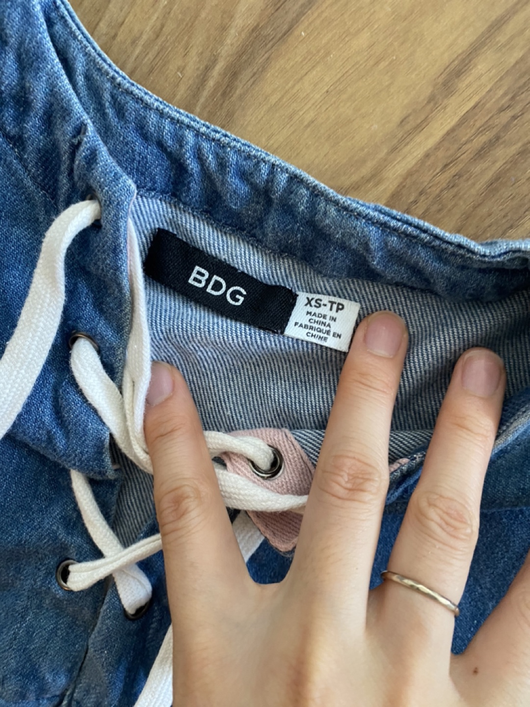 BDG Denim Lace-Up Top - Size XS - photo 2