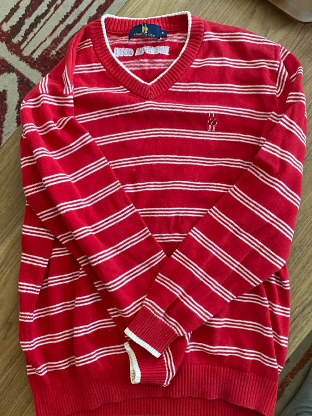 Regatta Club Striped V-Neck Sweater - Size M thumbnail