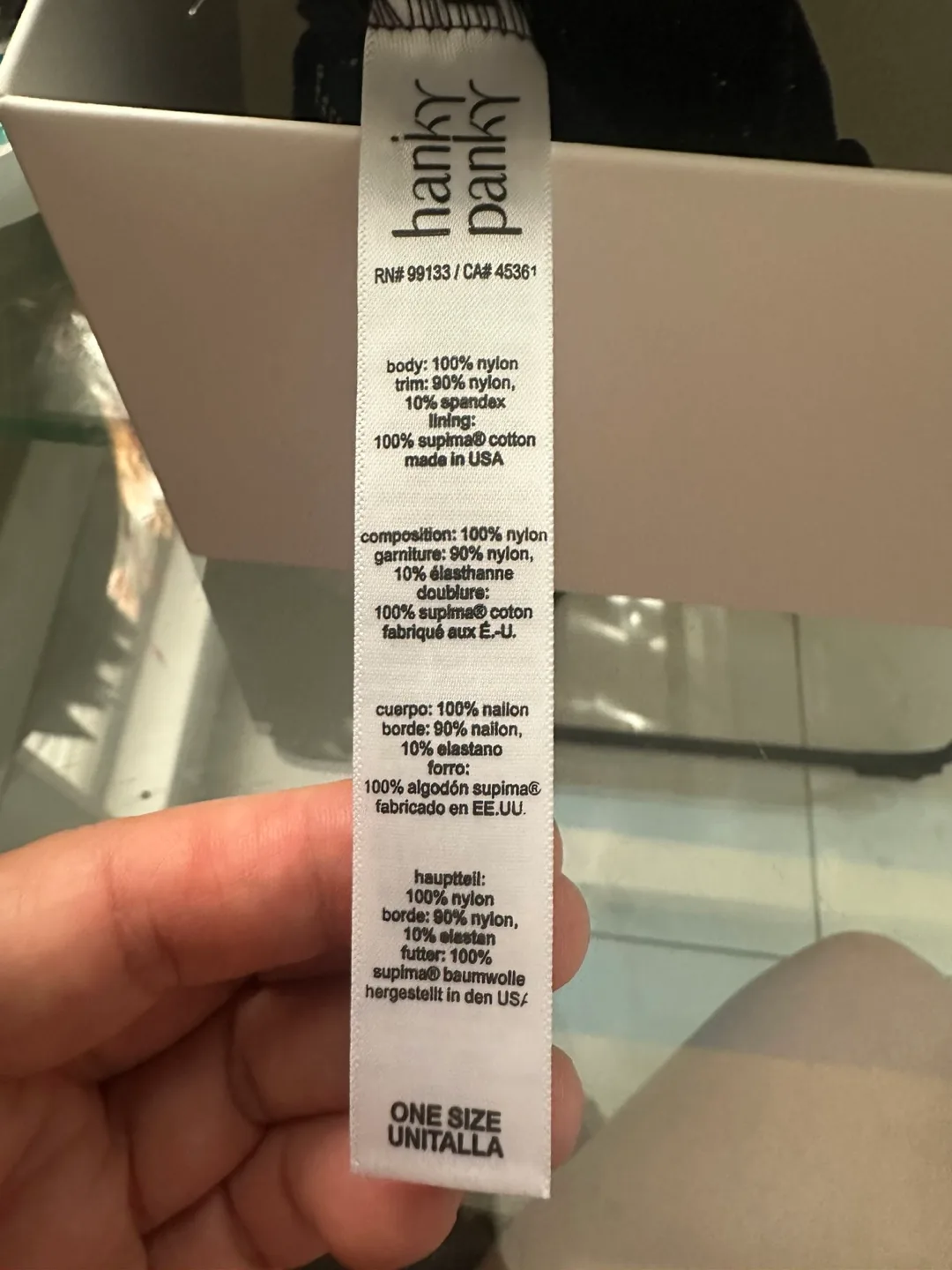 Hanky Panky Navy Blue Lace Thong - One Size image indicator(2)