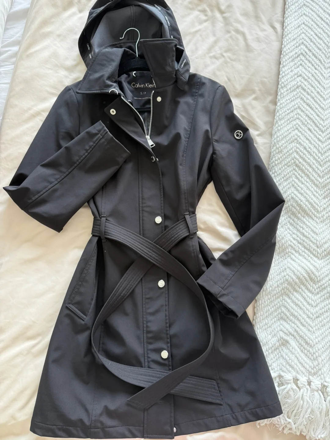 Calvin Klein Black Raincoat - Size Small thumbnail