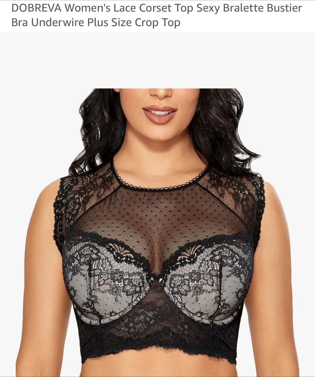 DOBREVA Lace Corset Bralette Top - Black & Beige thumbnail