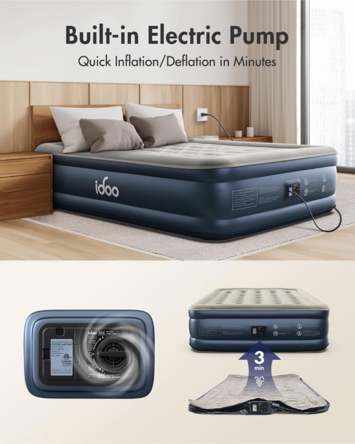 iDOO Queen Air Mattress with Built-in  Pump - photo 3