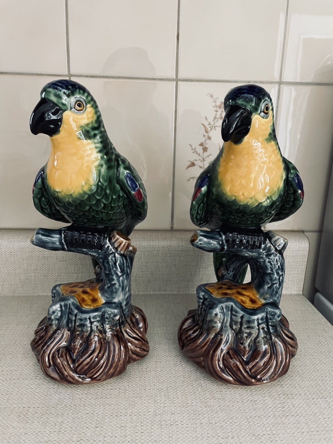 Vintage Portugal Parrot Figurines
