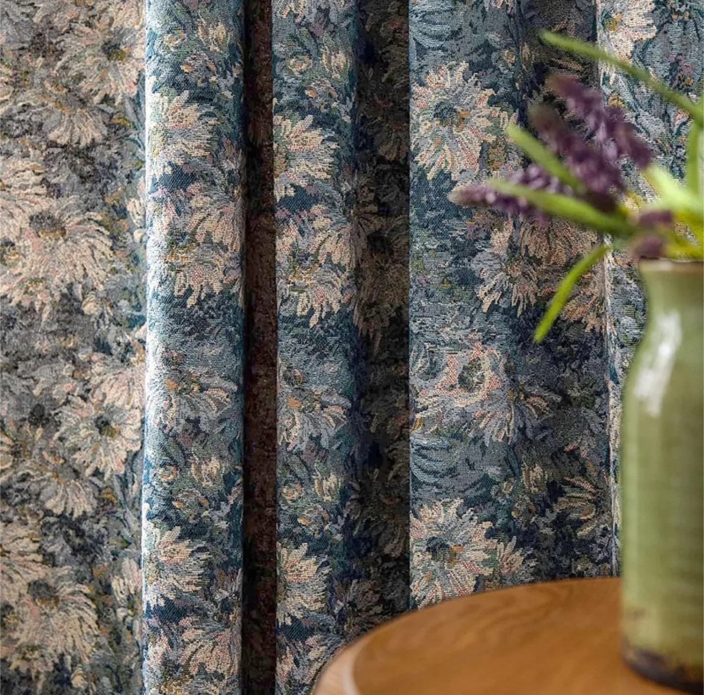 ENJOYBRIDAL Blue Floral Curtains 96 Inch Length 2 Panels image indicator(5)