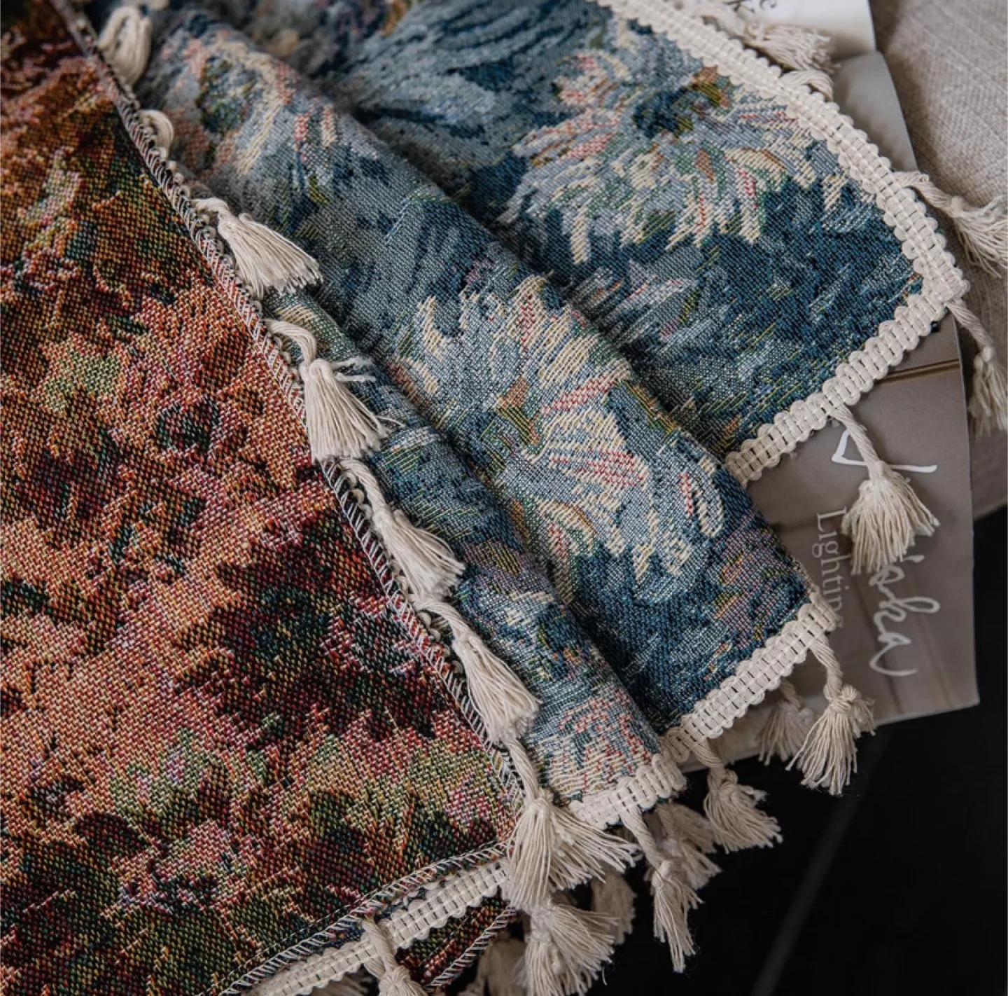 ENJOYBRIDAL Blue Floral Curtains 96 Inch Length 2 Panels image indicator(4)