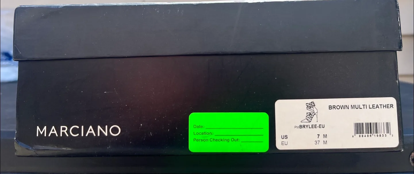 MARCIANO Snakeskin Strappy Heels Size 7 image indicator(10)