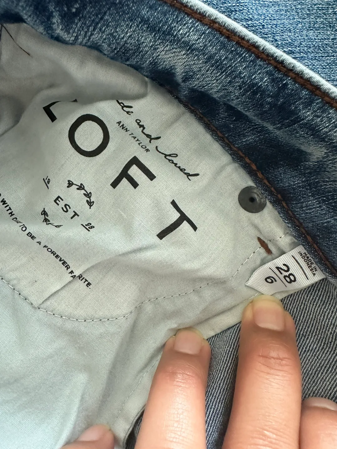 LOFT Denim Wide Leg Cropped Jeans Size M-L image indicator(3)