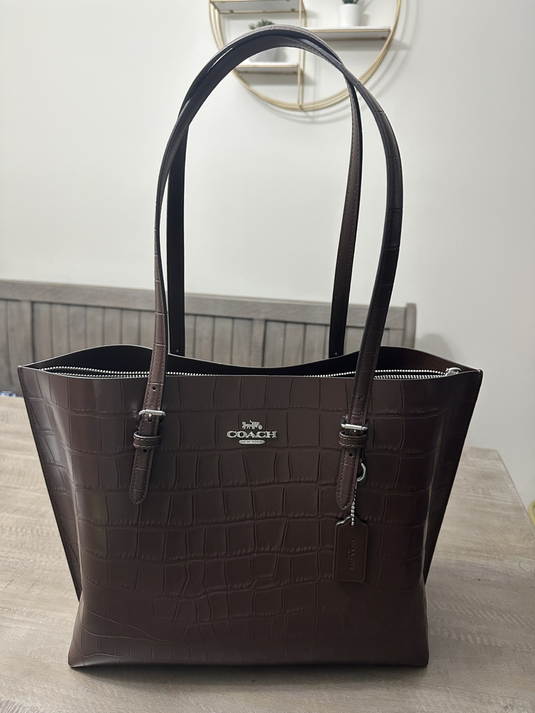 Coach Mollie Croc Tote in Maple