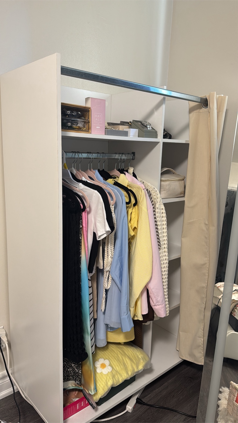 White Wardrobe with Curtain