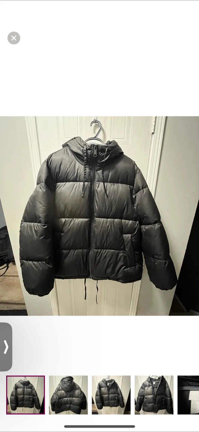 H&M Black Puffer Jacket - Size XL thumbnail