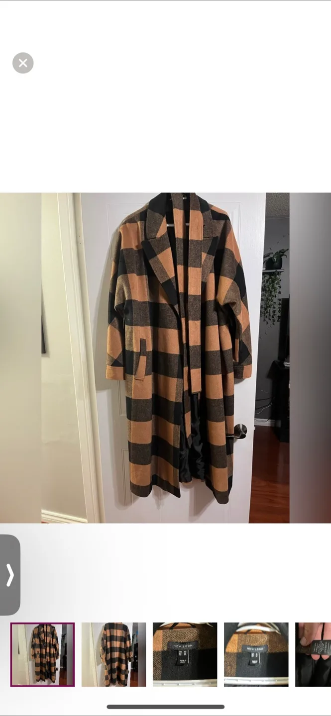 New Look Plaid Coat, Uk 14 thumbnail