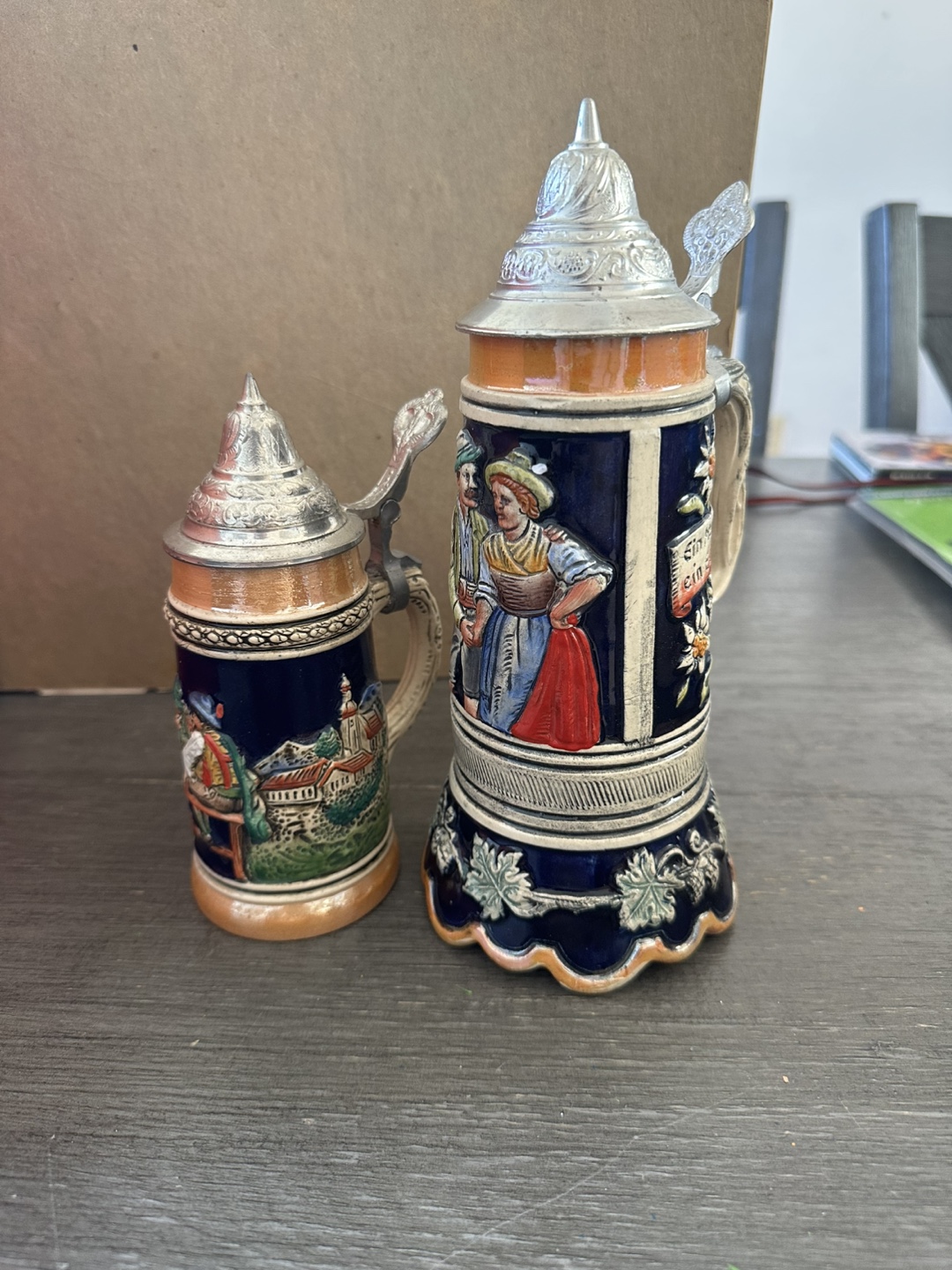 Vintage German musical beer steins